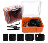 METOTY Lot de 9 scies cloches bimétalliques (25-51 mm) - Coupe-acier au carbure pour bois, plaque de plâtre et plastique - Dents ultra tranchantes - Changement rapide - Avec mandrin et clé hexagonale