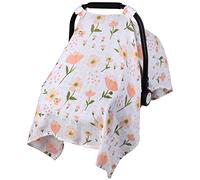Metplus Housse de siège auto en mousseline respirante et légère pour filles et garçons, convient pour le printemps, l'été, les journées chaudes, les temps chauds, motif floral rose