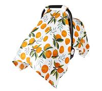 Metplus Housse de siège auto pour bébé - Auvent de siège auto - En mousseline de coton - Extra large - Ajustement universel - Léger et respirant - Doux pour nouveau-né garçon et fille - Orange