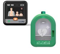 Metrax myPAD Défibrillateur de premiers secours avec graphique LED et boîte murale intérieure pour les profanes et les professionnels avec distribution manuelle des chocs, Made in Germany