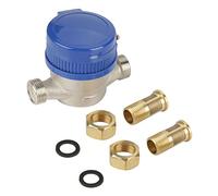 Mètre d'eau Froide, Akozon Compteur d'Eau Froide 15 mm 1/2" avec Raccords pour Utilisation pour le Jardins et la Maison