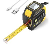 Mètre Laser 4-en-1,Télémètre Laser 40m + Ruban Digital 5m, Calcul Surface/Volume/Pythagore 1-Touche, Mémoire 50 Groupes, Unités m/ft/in, Bricolage, BTP, Professionnels