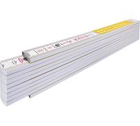 Mètre pliant en bois STABILA Type 417, 2 m, échelle métrique à lecture rapide blanche/jaune, avec équerre, certifié PEFC