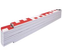 Mètre pliant STABILA Type 1407 GEO, 2 m, blanc, graduation géo / métrique, fonction angle, mètre en bois PEFC, articulation en tôle d'acier avec ressort en acier intégré