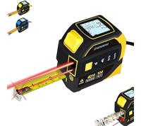Mètre ruban 4 en 1 avec affichage LED, ruban à mesurer numérique avec ligne croisée, mesure la surface et la distance + 5 m (16 ft) verrouillage automatique (jaune-100 1 pièce)