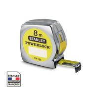 Stanley 1-33-198 Mesure 8 M X 25 Mm En Abs Powerlock Classic Fabriqué En France - Ruban Large - Revêtement Blade Armor Et Mylar - Crochet 3 Rivets - Boitier Abs Antichoc - Blocage De Ruban Multicolore