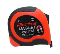 Mètre ruban de poche 3 m avec aimants - Butée coulissante pour dimensions extérieures et intérieures - Avec blocage et pince de ceinture - Division en mm des deux côtés à l'avant et à l'arrière