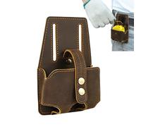 Mètre ruban en acier 33 g - Étui en cuir de vache de 5 m, outil portable | Sac de rangement en cuir suspendu pour ceinture suspendue, accessoire de mesure de construction pour atelier, menuiserie