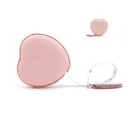 Mètre ruban en cuir rétractable en forme de cœur rose - Petit mètre ruban de couture pour couturiers et designers - 1 pièce de 1,5 m de large