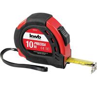 kwb PRECISA Mètre à ruban avec ruban de mesure en acier, 10 m, avec dragonne, fixation pour ceinture incluse, avec crochet magnétique, ruban de mesure pour travaux de mesure dans le bois