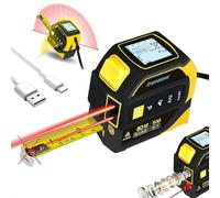 Mètre ruban L-aser 4 en 1 avec réticule niveau La-ser, distance de 80 m + ruban autolock de 5 m | Écran LCD rétroéclairé pour bricolage, construction, décoration intérieure