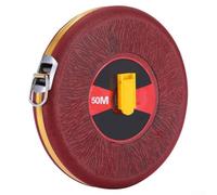 Mètre ruban métrique double face en fibre de verre pour la construction, l'arpentage des routes, des chemins de fer, de l'électricité - Léger et durable (rouge-50 m)