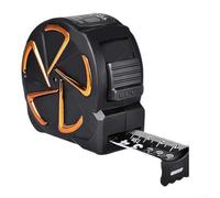 Mètre ruban noir doré avec lame épaisse en acier au carbone traité thermiquement, double système de freinage et réfléchissant mat (orange, 7,5 m x 25 mm)