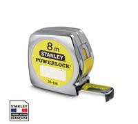 Stanley 1-33-198 Mesure 8 M X 25 Mm En Abs Powerlock Classic Fabriqué En France - Ruban Large - Revêtement Blade Armor Et Mylar - Crochet 3 Rivets - Boitier Abs Antichoc - Blocage De Ruban Multicolore
