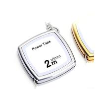 Mètre ruban rétractable de 2 m avec crochet porte-clés - Lame en acier inoxydable, échelle imprimée bicolore, compact 4 x 4 x 1 cm - Outil de construction de poche (argenté)