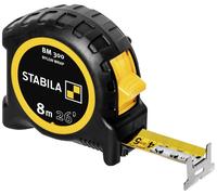 STABILA Mètre ruban BM 300, 8 m (26'), double face cm/inch, boîtier incassable PC/ABS crochet SPIKES acier gainé NYLON-WRAP clip ceinture, précision MID