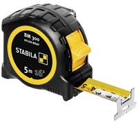 STABILA Mètre ruban BM 300, 5 m (16'), double face cm/inch, boîtier incassable PC/ABS, crochet SPIKES acier gainé NYLON-WRAP clip ceinture, précision MID
