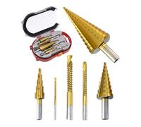 Metric Step Drills - Steps Drill Bit For Wood | Center Punch Titanium Coated Step Driill |Titanium Coated Steps Driills Bits Combination Set | Fits Most Electric Drills, Set Of 6 With Serrated Drill B