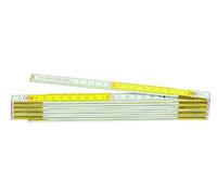 Metrica 23160 Mètre bois 2 m Blanc/Jaune décimales Rouges