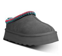 metricfalcon Mini bottes à semelle compensée pour femme - Pantoufles d'intérieur à enfiler avec doublure en fourrure polaire - Bottines courtes en daim, gris, 38 EU