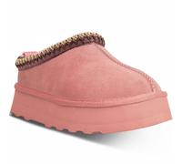metricfalcon Mini bottes à semelle compensée pour femme - Pantoufles d'intérieur à enfiler avec doublure en fourrure polaire - Bottines courtes en daim, rose, 38.5 EU