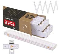Metrie™ BLOCK 52 Mètre pliant - Mètre en bois 2 m | Blanc - Graduation duplex, Fabriqué dans l’UE | Robuste et précis | pour Artisans et Bricoleurs | 10 pièces