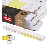 Metrie™ BLOCK 52 Mètre pliant - Mètre en bois 2 m | Blanc-Jaune - Graduation duplex, Fabriqué dans l’UE | Robuste et précis | pour Artisans et Bricoleurs | 100 pièces