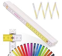 Metrie™ BLOCK 52 Mètre pliant - Mètre en bois 2 m | Blanc-Jaune - Graduation duplex, Fabriqué dans l’UE | Robuste et précis | pour Artisans et Bricoleurs | 1 pièce