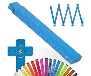 Metrie™ BLOCK 52 Mètre pliant - Mètre en bois 2 m | Bleu Ciel - Graduation duplex, Fabriqué dans l’UE | Robuste et précis | pour Artisans et Bricoleurs | 1 pièce