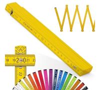 Metrie™ BLOCK 52 Mètre pliant - Mètre en bois 2 m | Jaune Soleil - Graduation duplex, Fabriqué dans l’UE | Robuste et précis | pour Artisans et Bricoleurs | 1 pièce