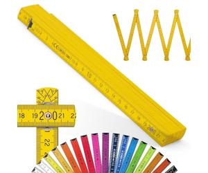 Metrie™ BLOCK 52 Mètre pliant - Mètre en bois 2 m | Jaune Soleil - Graduation duplex, Fabriqué dans l’UE | Robuste et précis | pour Artisans et Bricoleurs | 1 pièce