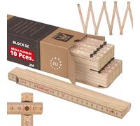 Metrie™ BLOCK 52 Mètre pliant - Mètre en bois 2 m | Naturel - Graduation duplex, Fabriqué dans l’UE | Robuste et précis | pour Artisans et Bricoleurs | 10 pièces