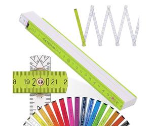 Metrie™ BLOCK 52 Mètre pliant - Mètre en bois 2 m | Vert Printemps-Blanc - Graduation duplex, Fabriqué dans l’UE | Robuste et précis | pour Artisans et Bricoleurs | 1 pièce