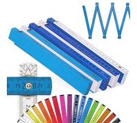 Metrie™ BLOCK 52 Mètres Pliants - Mètre en bois 2 m | Bleu - Blanc - Graduation duplex, Fabriqué dans l’UE | Robuste et précis | pour Artisans et Bricoleurs | 5 pièces