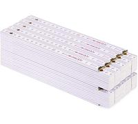 Metrie BLOCK72 Mètre pliant en bois/Ensemble de 10 mètres pliants | Mètre pliant de 2 mètres avec échelle duplex - Blanc, Fabriqué dans l'UE.