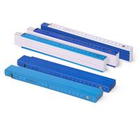 Metrie™ BLOCK 52 Mètres Pliants - Mètre en bois 2 m | Bleu - Blanc - Graduation duplex, Fabriqué dans l’UE | Robuste et précis | pour Artisans et Bricoleurs | 5 pièces