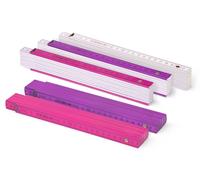 Metrie™ BLOCK 52 Mètres Pliants - Mètre en bois 2 m | Rose - Blanc - Graduation duplex, Fabriqué dans l’UE | Robuste et précis | pour Artisans et Bricoleurs | 5 pièces