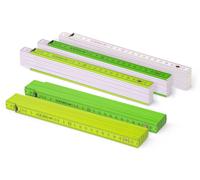 Metrie™ BLOCK 52 Mètres Pliants - Mètre en bois 2 m | Vert - Blanc - Graduation duplex, Fabriqué dans l’UE | Robuste et précis | pour Artisans et Bricoleurs | 5 pièces