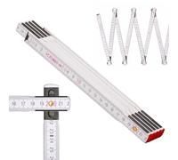 Metrie™ Mètre Pliant Perfekt 10 - 2m | Blanc | Bois Laqué, Articulations Acier Noir - Graduation Duplex, Fabriqué en UE | Mètre en Bois Robuste & Précis | CE Classe III | 1 Pièce