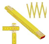 Metrie™ Mètre Pliant Perfekt 10 - 2m | Jaune | Bois Laqué, Articulations Acier - Graduation Duplex, Fabriqué en UE | Mètre en Bois Robuste & Précis | CE Classe III | 1 Pièce
