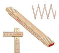 Metrie™ Mètre Pliant Perfekt 10 - 2m | Naturel | Bois Laqué, Articulations Acier - Graduation Duplex, Fabriqué en UE | Mètre en Bois Robuste & Précis | CE Classe III | 1 Pièce