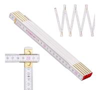 Metrie™ Mètre pliant PROFI 10 - Mètre en bois 2 m | Blanc | Bois laqué, articulations en acier - Échelle duplex, Fabriqué dans l’UE | Robuste et précis | CE Cl. III | 1 pièce