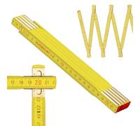 Metrie™ Mètre pliant PROFI 10 - Mètre en bois 2 m | Jaune | Bois laqué, articulations en acier - Échelle duplex, Fabriqué dans l’UE | Robuste et précis | CE Cl. III | 1 pièce