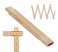 Metrie™ Mètre pliant PROFI 10 - Mètre en bois 2 m | Naturel | Bois laqué, articulations en acier - Échelle duplex, Fabriqué dans l’UE | Robuste et précis | CE Cl. III | 1 pièce