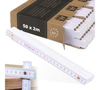Metrie™ Mètres pliants - Mètres en bois 2 m | Mètres - BLANC - Échelle duplex, Fabriqués dans l’UE | Robustes et précis | Pack économique | pour Artisans et Bricoleurs | BLOCK 72 - 50 pièces