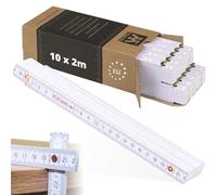Metrie™ Mètres pliants - Mètres en bois 2 m | Mètres - BLANC - Échelle duplex, Fabriqués dans l’UE | Robustes et précis | pour Artisans et Bricoleurs | BLOCK 72 - 10 pièce