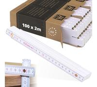 Metrie™ Mètres pliants - Mètres en bois 2 m | Mètres - BLANCS - Échelle duplex, Fabriqués dans l’UE | Robustes et précis | Pack économique | pour Artisans et Bricoleurs | BLOCK 72 - 100 pièces