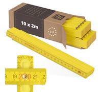 Metrie™ Mètres pliants - Mètres en bois 2 m | Mètres - JAUNE - Échelle duplex, Fabriqués dans l’UE | Robustes et précis | pour Artisans et Bricoleurs | BLOCK 72 - 10 pièces