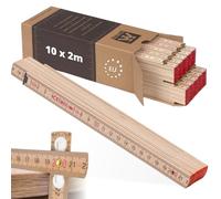 Metrie™ Mètres pliants - Mètres en bois 2 m | Mètres - NATUREL - Échelle duplex, Fabriqués dans l’UE | Robustes et précis | pour Artisans et Bricoleurs | BLOCK 72 - 10 pièces