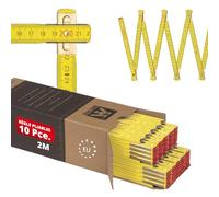 Metrie™ Mètres Pliants Perfekt 10 - Lot de 10x 2m | Jaune | Bois Laqué, Articulations Acier - Graduation Duplex, Fabriqué en UE | Mètres en Bois Robustes & Précis | CE Classe III